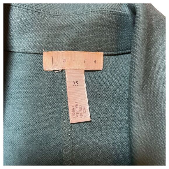 Leith Nordstrom Dark Green Open Front long Knit Blazer Jacket Duster Size Small - Picture 3 of 8